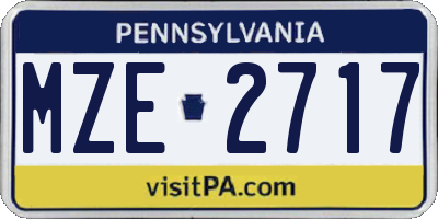 PA license plate MZE2717