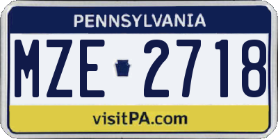 PA license plate MZE2718