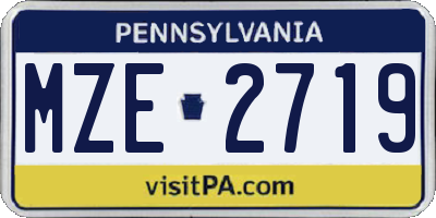 PA license plate MZE2719