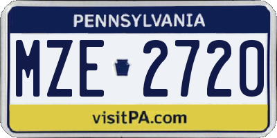 PA license plate MZE2720