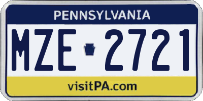 PA license plate MZE2721