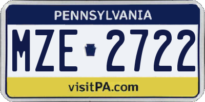 PA license plate MZE2722
