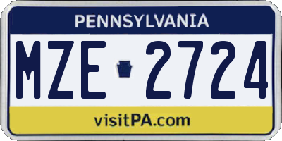 PA license plate MZE2724