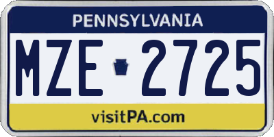 PA license plate MZE2725