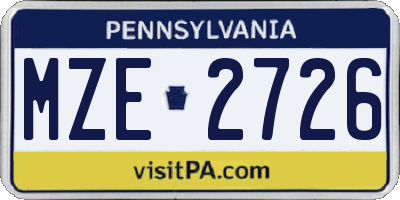 PA license plate MZE2726