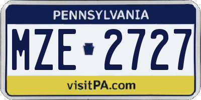 PA license plate MZE2727
