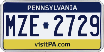 PA license plate MZE2729