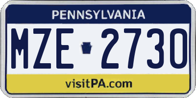 PA license plate MZE2730