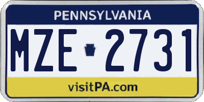 PA license plate MZE2731