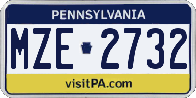 PA license plate MZE2732