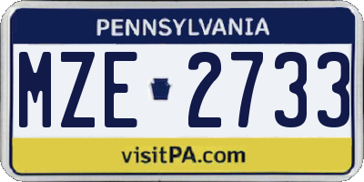 PA license plate MZE2733