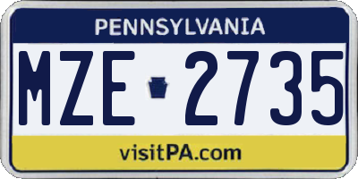 PA license plate MZE2735