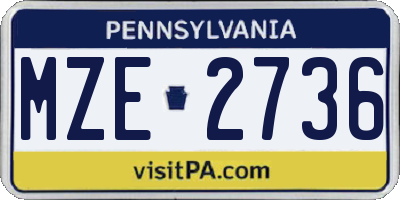 PA license plate MZE2736