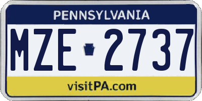 PA license plate MZE2737