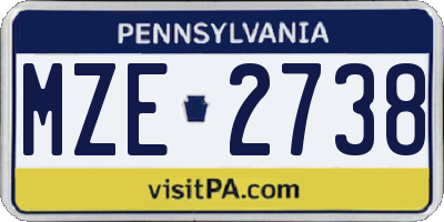 PA license plate MZE2738