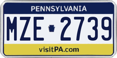 PA license plate MZE2739