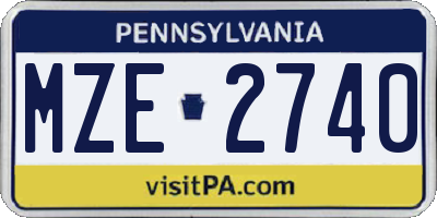 PA license plate MZE2740