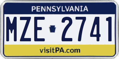 PA license plate MZE2741