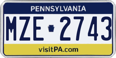 PA license plate MZE2743