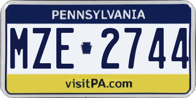 PA license plate MZE2744