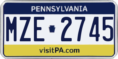 PA license plate MZE2745