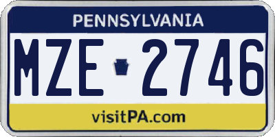 PA license plate MZE2746