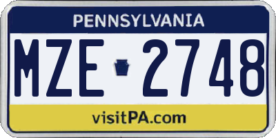 PA license plate MZE2748
