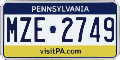 PA license plate MZE2749