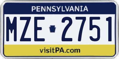 PA license plate MZE2751