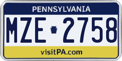 PA license plate MZE2758