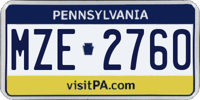 PA license plate MZE2760
