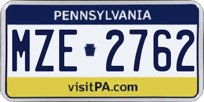 PA license plate MZE2762