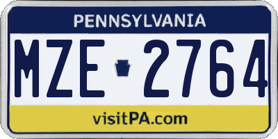 PA license plate MZE2764