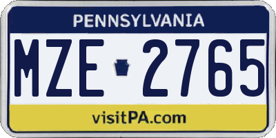 PA license plate MZE2765