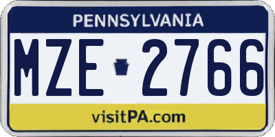PA license plate MZE2766