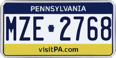 PA license plate MZE2768