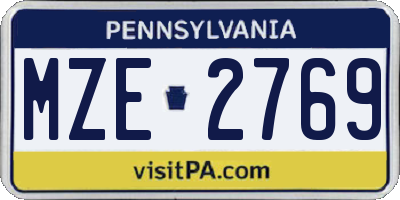 PA license plate MZE2769