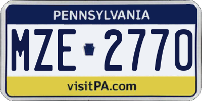 PA license plate MZE2770