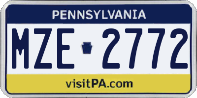 PA license plate MZE2772