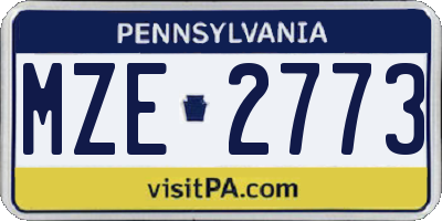 PA license plate MZE2773