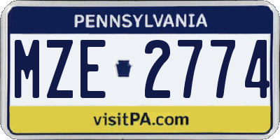 PA license plate MZE2774