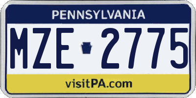 PA license plate MZE2775