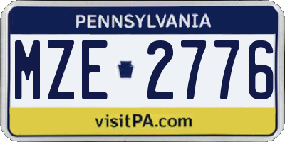 PA license plate MZE2776
