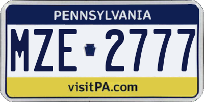 PA license plate MZE2777