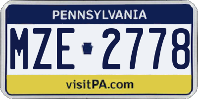 PA license plate MZE2778