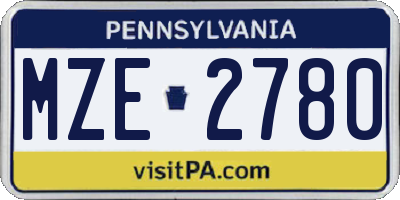 PA license plate MZE2780
