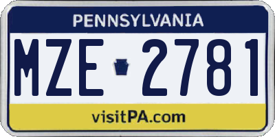PA license plate MZE2781