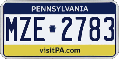 PA license plate MZE2783