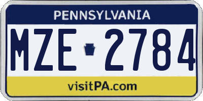 PA license plate MZE2784