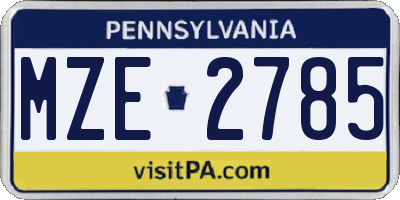 PA license plate MZE2785